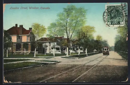 AK Windsor, London Street, Strassenbahn