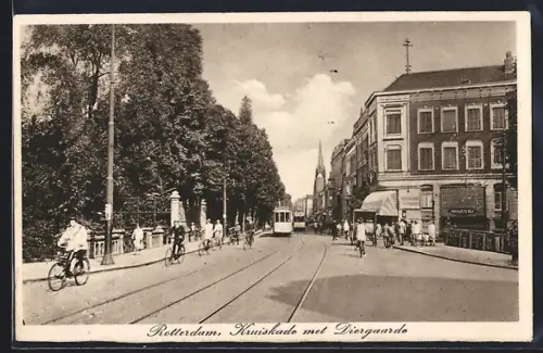 AK Rotterdam, Kruiskade met Diergaarde, Strassenbahn