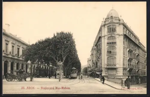 AK Nice, Boulevard Mac-Mahon, Strassenbahn
