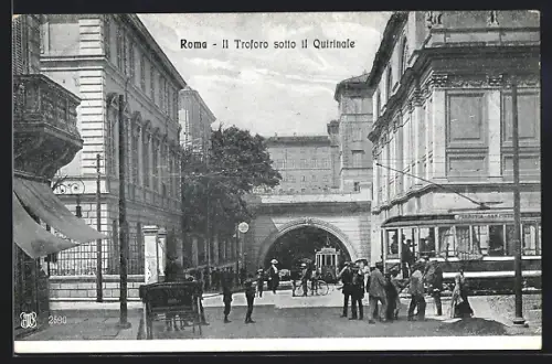AK Roma, Il Troforo sotto il Quirinale, Strassenbahn