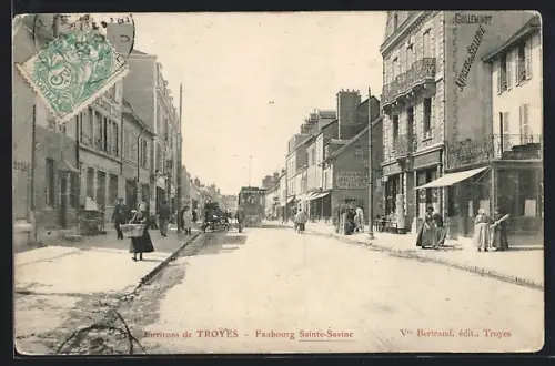 AK Troyes, Faubourg Sainte-Savine, Strassenbahn