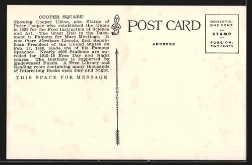 AK New York, NY, Cooper Square, Strassenbahn