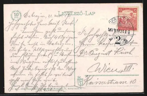 AK Debreczen, Ref. nagytemplom és püspöki palota, Strassenbahn