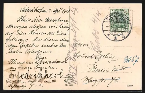 AK Schreiberhau-Mariental, Ortsansicht im Winter