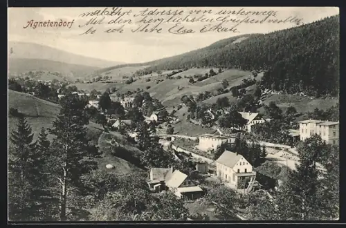 AK Agnetendorf, Teilansicht mit Talblick
