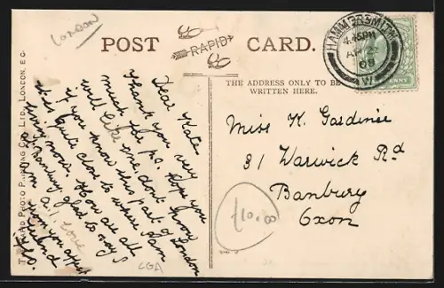 AK London, Hammersmith Broadway, Showing Town Hall