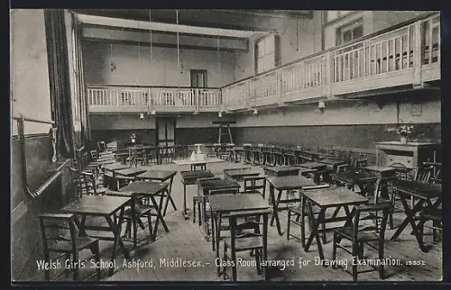 AK Ashford, Welsh Girls School, Class Room arranged for Drawing Examination