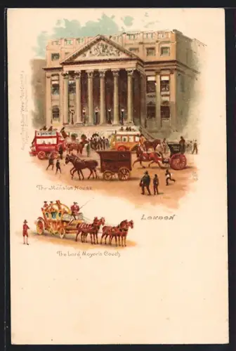 Lithographie London, The Mansion House & the Lord Mayor`s Coach