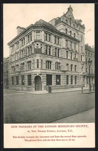 AK London, New Premises of the London Missionary Society, 16 New Bridge Street