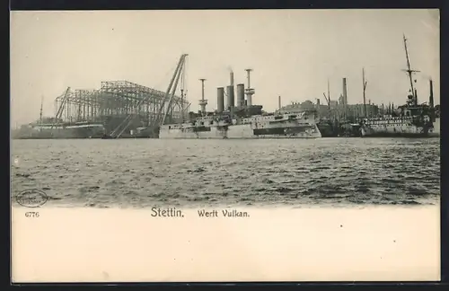 AK Stettin, Blick auf die Werft Vulkan