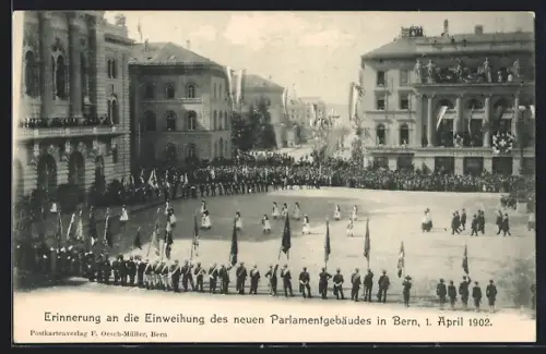 AK Bern, Einweihung des neuen Parlamentgebäudes 1902, Fahnenträger