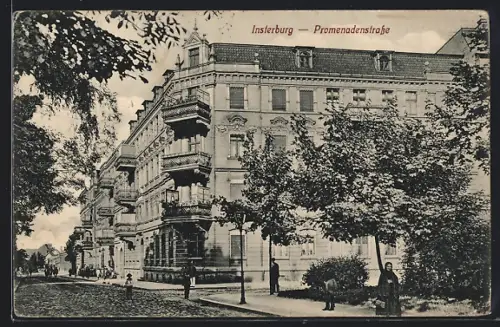 AK Insterburg, Partie in der Promenadenstrasse