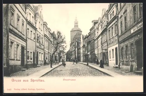 AK Sprottau, Geschäft von Carl Rümpl. in der Neustrasse