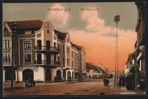 AK Neusalz a. O., Partie in der Berlinerstrasse