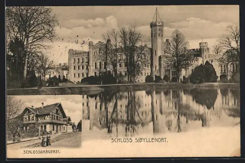 AK Sibyllenort, Schlossbrauerei, Ansicht vom Schloss