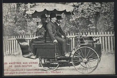 AK Les Ancêtres aux Usines de Dion-Bouton, Quadricycle à vapeur