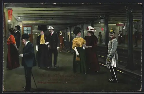 AK Berlin-Schöneberg, U-Bahnhof Wittenbergplatz mit Fahrgästen