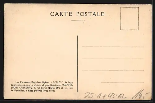 AK Camper vor ihrem Wohnwagen