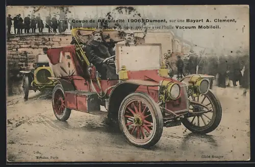 AK Coupe de Régularité 1906, Dumont, sur une Bayart A. Clement