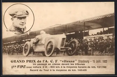 AK Strassburg, Grand Prix de l`A. C. F. Vitesse, Porträtbild von Cl. Meurisse 1922