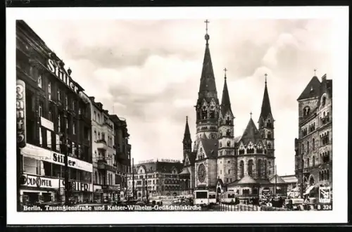AK Berlin-Charlottenburg, Tauentzienstrasse, Kaiser-Wilhelm-Gedächtniskirche