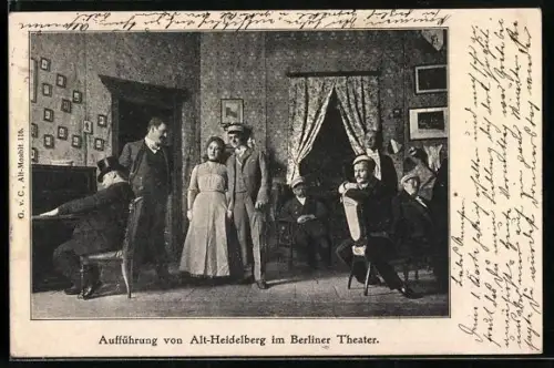 AK Berlin-Kreuzberg, Berliner Theater, Aufführung von Alt-Heidelberg, Bühnenszene