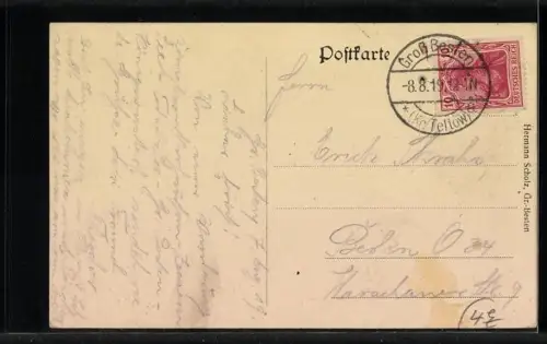 AK Gr.-Besten, Seechen-See mit Genesungsheim und Segelboot