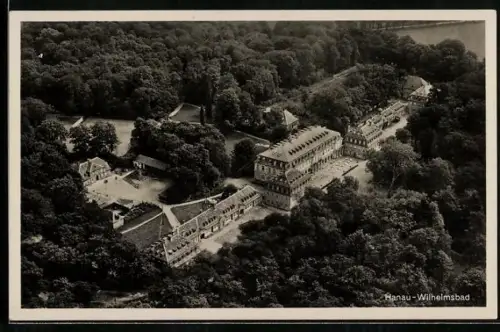 AK Hanau a. M., Luftaufnahme des Wilhelmbades