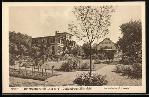 AK Gadderbaum /Bielefeld, Diakonissenanstalt Sarepta, Damenheim Bethesda mit Anlagen