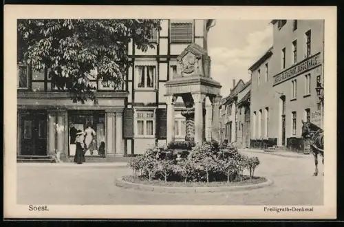 AK Soest, Blick auf das Freiligrath-Denkmal