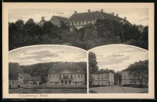 AK Cappenberg i. W., Villa Bolte, Torhäuser, Schloss