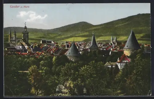 AK Goslar a. Harz, Blick auf die Dächer des Ortes