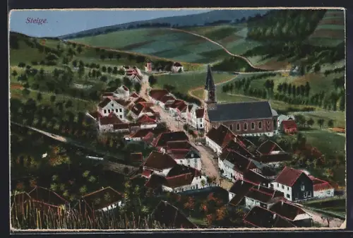 AK Steige, Totale vom Berg aus gesehen