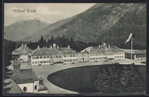 AK Kreuth, Ortschaft mit Berglandschaft