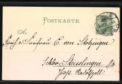 AK Jahreszahl 1902 mit Blumen, Glückliches 1902