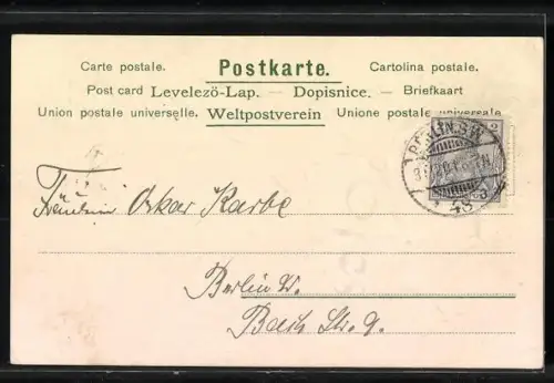 Lithographie Jahreszahl 1902 auf einem Kleeblatt, Prosit Neujahr