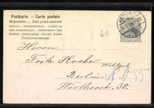 Präge-AK Jahreszahl 1905 aus Maiglöckchen mit Kleeblättern