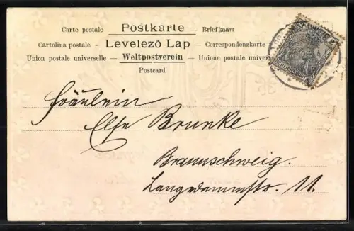Präge-AK Goldene Jahreszahl 1902 mit Klee, Herzlichen Glückwunsch zum neuen Jahre