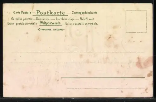 Präge-AK Osterhase und Lämmchen mit Kalenderblatt 12. April 1903