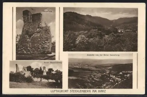 AK Stecklenberg am Harz, Ruine Stecklenburg, Ruine Lauenburg, Aussicht von der Ruine Lauenburg