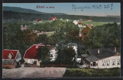 AK Elend im Harz, Ortsansicht mit Wohnhäusern und umliegender Landschaft