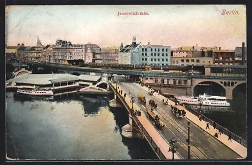 AK Berlin, Jannowitzbrücke, Brücke, Schiffe, Stadtansicht
