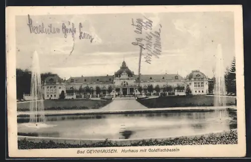 AK Bad Oeynhausen, Kurhaus mit Goldfischbassin