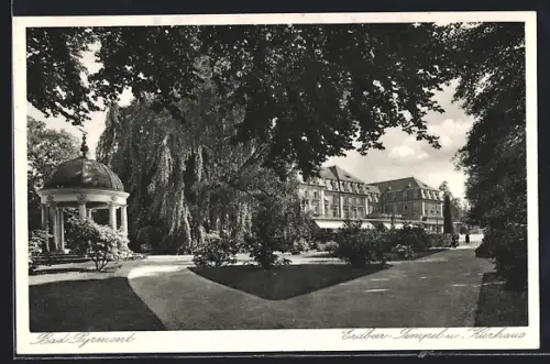 AK Bad Pyrmont, Erdbeer-Tempel mit Kurhaus