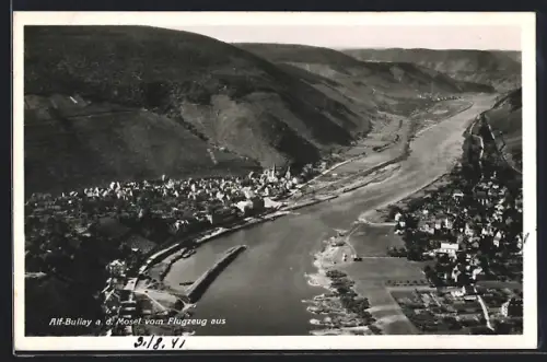 AK Alf a. d. Mosel, Alf-Bullay vom Flugzeug aus