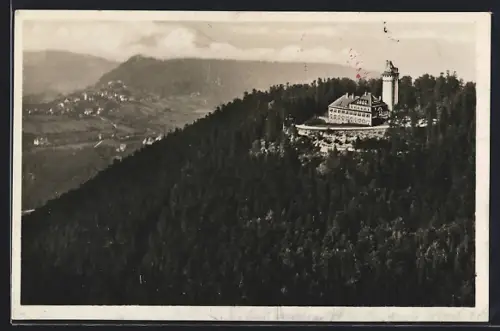 AK Baden-Baden, Merkurhotel und Restaurant vom Flugzeug aus