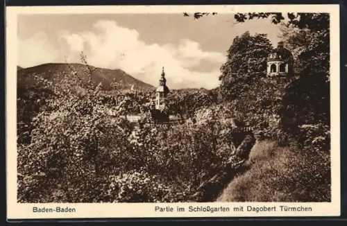 AK Baden-Baden, Partie im Schlossgarten mit Dagobert Tütmchen