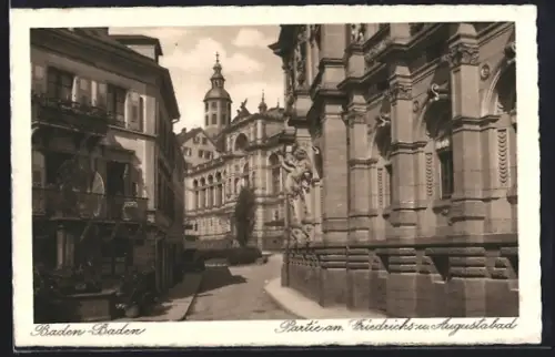 AK Baden-Baden, Partie am Friederichs- u. Augustabad