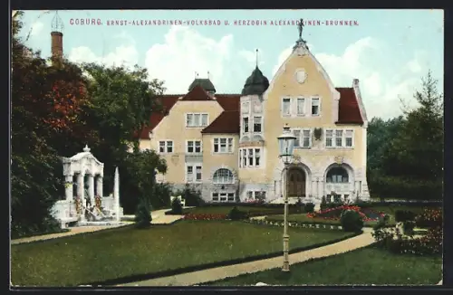 AK Coburg, Ernst-Alexandrinen-Volksbad, Herzogin Alexandrinen-Brunnen