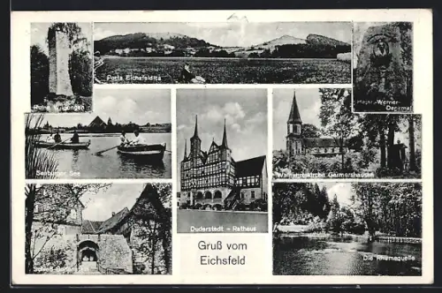 AK Duderstadt, Eichsfeld, Rathaus, Seeburger See, Wallfahrtskirche Germershausen